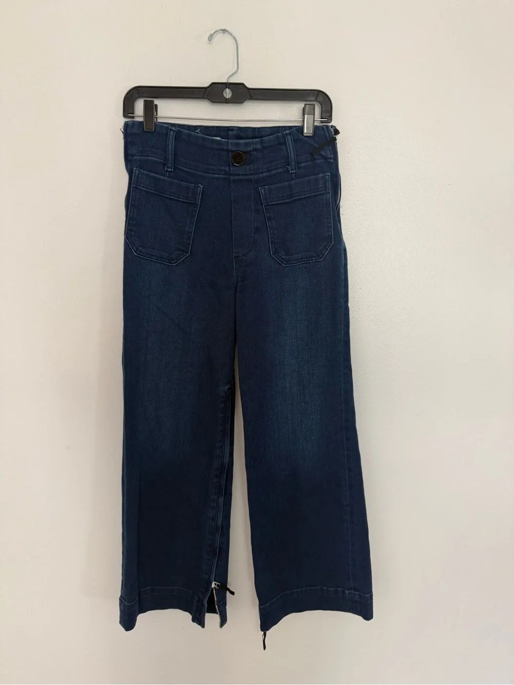Anthropologie Maeve Jeans The Colette Pant Wide-Leg Crop in Citroen Blue Denim - Picture 4 of 11